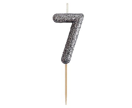 ARTICOLE PARTY - GOD LUMANARI TORT B&C Number 7, glitter black, 11.5cm BH-SPC7
