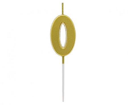 ARTICOLE PARTY - GOD LUMANARI TORT B&C Number 0, metallic gold, 9.5*2.3cm BH-SPZ0