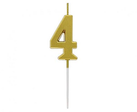 ARTICOLE PARTY - GOD LUMANARI TORT B&C Number 4, metallic gold, 9.5*2.3cm BH-SPZ4