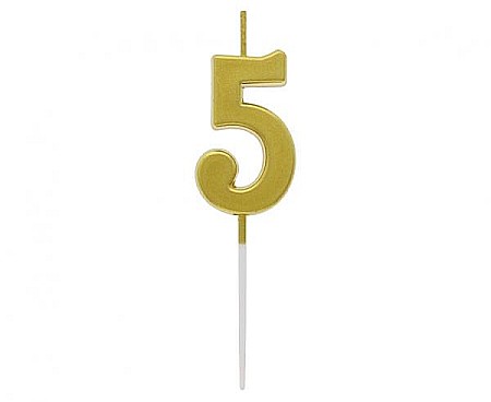 ARTICOLE PARTY - GOD LUMANARI TORT B&C Number 5, metallic gold, 9.5*2.3cm BH-SPZ5
