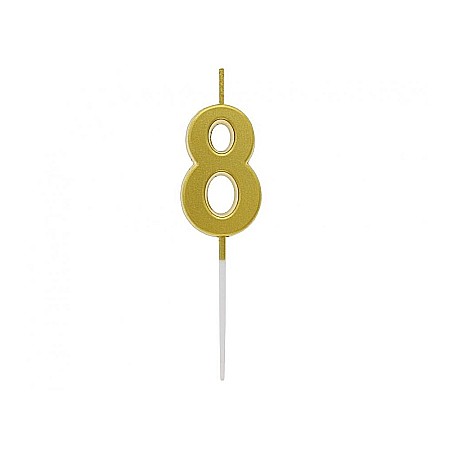 ARTICOLE PARTY - GOD LUMANARI TORT B&C Number 8, metallic gold, 9.5*2.3cm BH-SPZ8