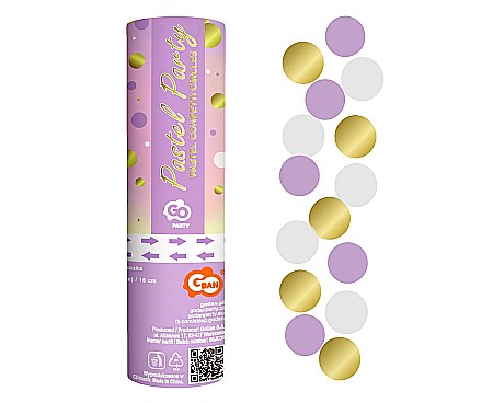 Confetti - GOD CONFETTI Confetti Cannon Circles, gold-lilac-white, 15cm JC-KPKL15