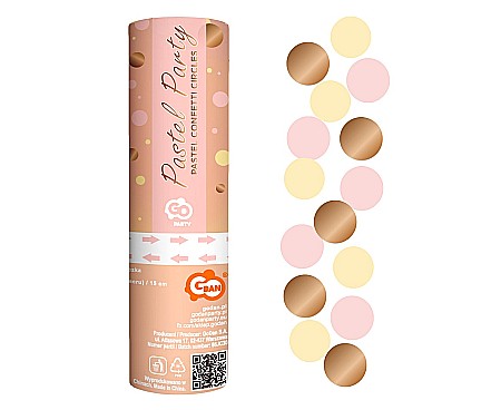 DE SEZON - GOD CONFETTI Confetti Cannon B&C Circles, rose-gold, ecru, 15cm JC-KPKR15