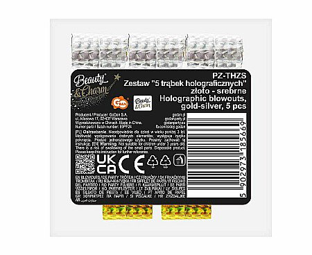 GOD FLUIERE DIN HARTIE PARTY Holographic blowouts, 25cm, gold-silver 5/set PZ-THZS [2]