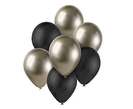 Baloane latex - GOD BALOANE Balloon Bouquet B&C, prosseco-black, 30cm, 7/set BB-PRC7