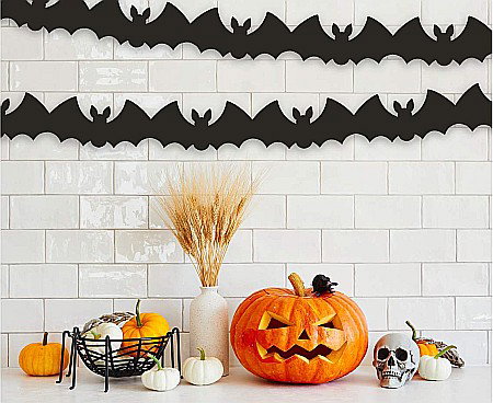 Halloween - GOD GHIRLANDA DIN HARTIE Bat, black, 10.5*25*300cm PF-GNIE