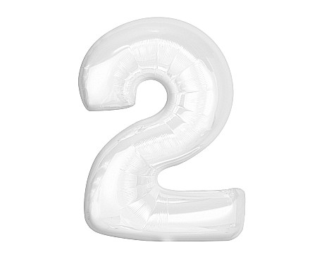 Baloane si accesorii - GOD BALON FOLIE ALUMINIU B&C Number 2, white, 92cm CH-B9B2