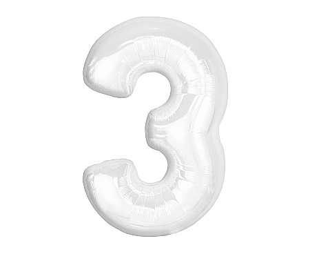 Baloane si accesorii - GOD BALON FOLIE ALUMINIU B&C Number 3, white, 92cm CH-B9B3