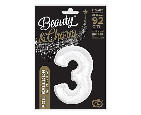 GOD BALON FOLIE ALUMINIU B&C Number 3, white, 92cm CH-B9B3 [2]