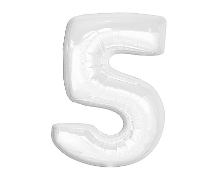 Baloane si accesorii - GOD BALON FOLIE ALUMINIU B&C Number 5, white, 92cm CH-B9B5