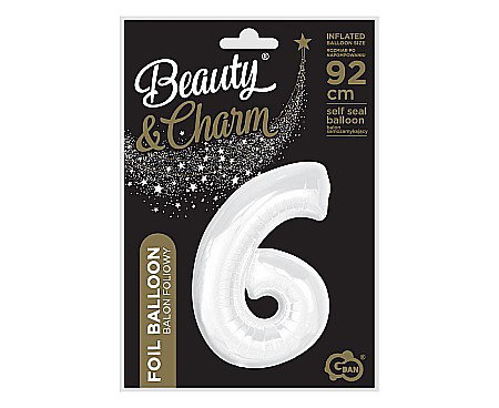 GOD BALON FOLIE ALUMINIU B&C Number 6, white, 92cm CH-B9B6 [2]