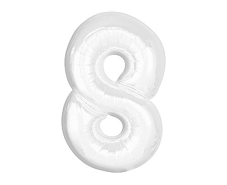 Baloane si accesorii - GOD BALON FOLIE ALUMINIU B&C Number 8, white, 92cm CH-B9B8