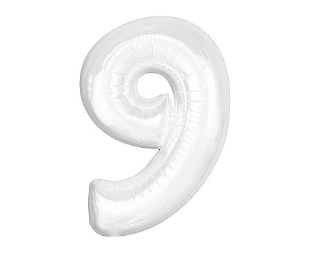 Baloane si accesorii - GOD BALON FOLIE ALUMINIU B&C Number 9, white, 92cm CH-B9B9