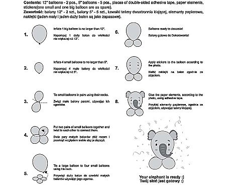 GOD SET BALON SMART Cute Animals - Elephant, 13-30cm, 7pcs GZ-UZSL [1]
