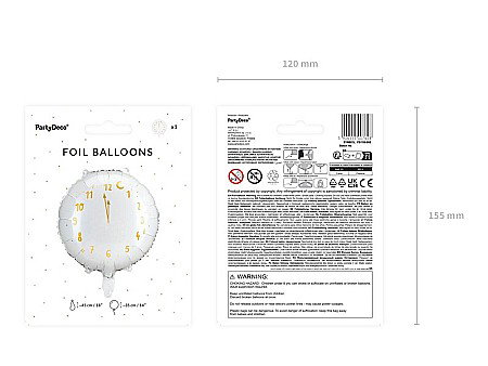 PD BALON FOLIE ALUMINIU ALB CU CEAS 45CM  ORA 12  FB159-008 [3]