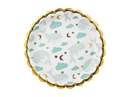Farfurii/ Pahare/ Servetele/ Paie/ Tacamuri/ Fete masa - PD FARFURII CARTON Whales, mix, 18cm 6/set TPP78