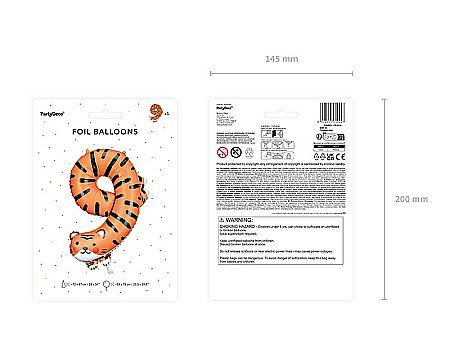 PD BALON FOLIE ALUMINIU Number 9 - Tiger, 64x87cm, mix FB163-9 [3]