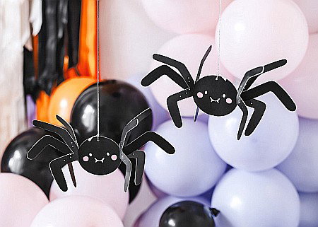 Halloween - PD DECORATIUNI DIN HARTIE, Paper decoration Spiders, 27x17cm, black 5/set DNT10