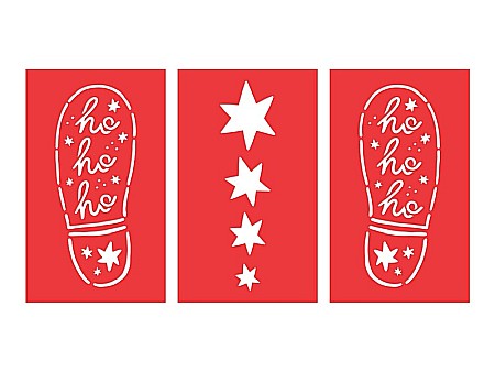 Perforatoare/ Sabloane cu forme de Craciun - PD SABLON CRACIUN 3/SET URMA LUI MOS CRACIUN SI STELE DS2