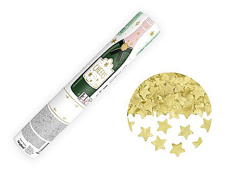 ARTICOLE PARTY - PD CONFETTI CANNON Champagne, tube shooter with golden stars, 20cm TUBSZ20-019