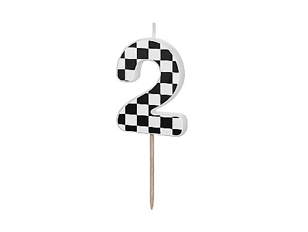 Decoratiuni/ Lumanari Tort/ Briose - PD LUMANARI TORT Number 2, checkered flag pattern, mix 5.5cm SCU7-2