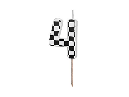 ARTICOLE PARTY - PD LUMANARI TORT Number 4, checkered flag pattern, mix 5.5cm SCU7-4