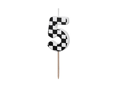 ARTICOLE PARTY - PD LUMANARI TORT Number 5, checkered flag pattern, mix 5.5cm SCU7-5