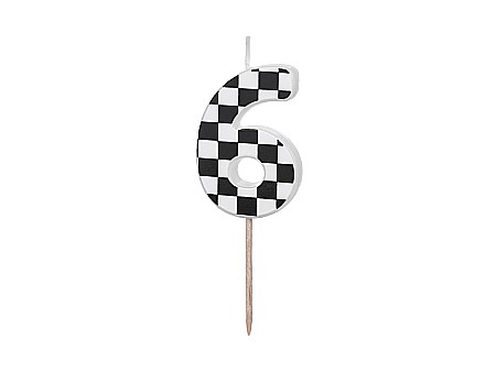 ARTICOLE PARTY - PD LUMANARI TORT Number 6, checkered flag pattern, mix 5.5cm SCU7-6
