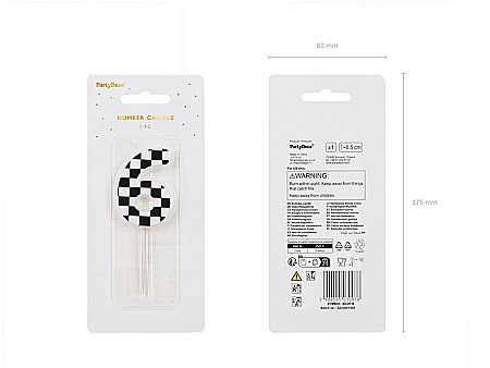 PD LUMANARI TORT Number 6, checkered flag pattern, mix 5.5cm SCU7-6 [2]