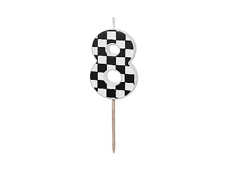 ARTICOLE PARTY - PD LUMANARI TORT Number 8, checkered flag pattern, mix 5.5cm SCU7-8