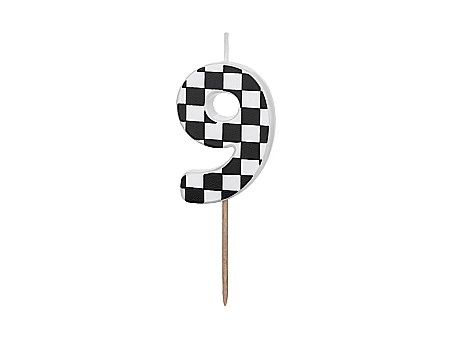 ARTICOLE PARTY - PD LUMANARI TORT Number 9, checkered flag pattern, mix 5.5cm SCU7-9