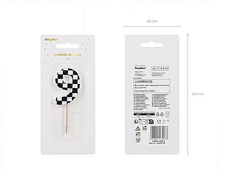 PD LUMANARI TORT Number 9, checkered flag pattern, mix 5.5cm SCU7-9 [2]