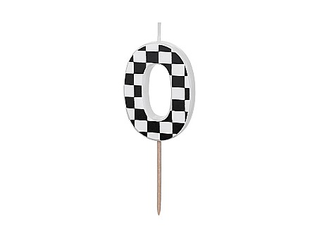 ARTICOLE PARTY - PD LUMANARI TORT Number 0, checkered flag pattern, mix 5.5cm SCU7-0