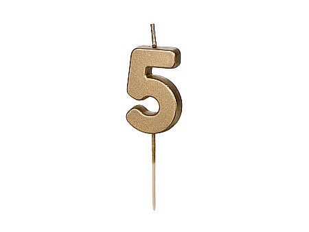 Decoratiuni/ Lumanari Tort/ Briose - PD LUMANARI TORT Number 5, gold, 4.5cm SCU9-5