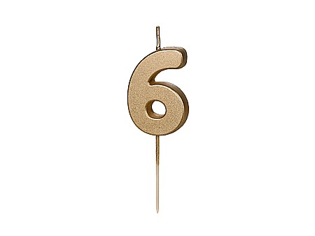ARTICOLE PARTY - PD LUMANARI TORT Number 6, gold, 4.5cm SCU9-6