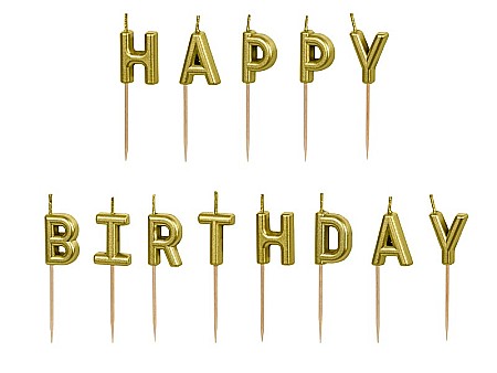 ARTICOLE PARTY - PD LUMANARI TORT Happy Birthday, gold, 2.5cm 13 litere SCS-13-019