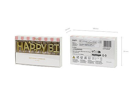 PD LUMANARI TORT Happy Birthday, gold, 2.5cm 13 litere SCS-13-019 [1]