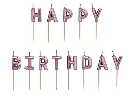 ARTICOLE PARTY - PD LUMANARI TORT Happy Birthday, rose-gold, 2.5cm 13 litere SCS-13-019R
