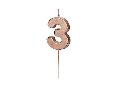 ARTICOLE PARTY - PD LUMANARI TORT Number 3, rose-gold, 4.5cm SCU12M-3-019R