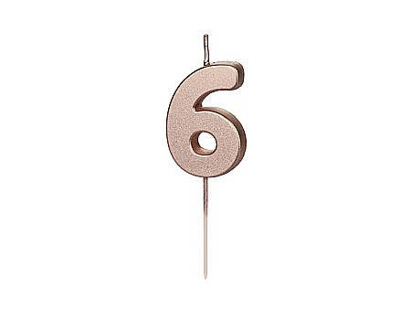 ARTICOLE PARTY - PD LUMANARI TORT Number 6, rose-gold, 4.5cm SCU12M-6-019R