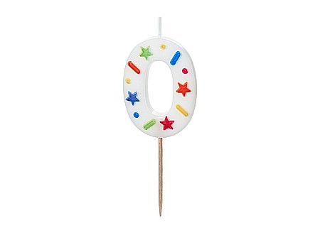 ARTICOLE PARTY - PD LUMANARI TORT Number 0, white confetti, 5.5cm SCU11-0
