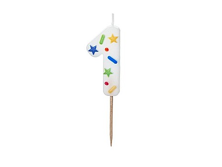 ARTICOLE PARTY - PD LUMANARI TORT Number 1, white confetti, 5.5cm SCU11-1