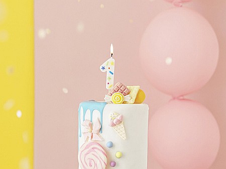 PD LUMANARI TORT Number 1, white confetti, 5.5cm SCU11-1 [1]