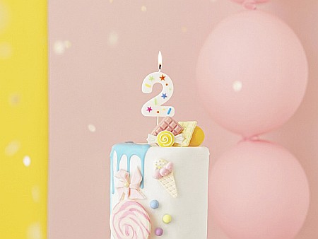 PD LUMANARI TORT Number 2, white confetti, 5.5cm SCU11-2 [1]