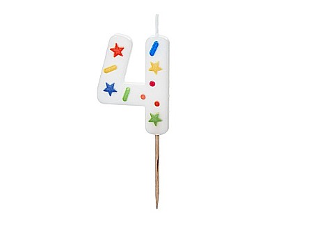 ARTICOLE PARTY - PD LUMANARI TORT Number 4, white confetti, 5.5cm SCU11-4