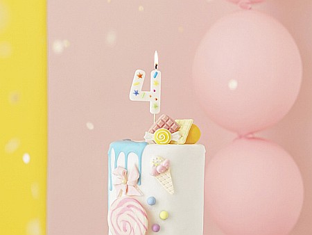 PD LUMANARI TORT Number 4, white confetti, 5.5cm SCU11-4 [1]