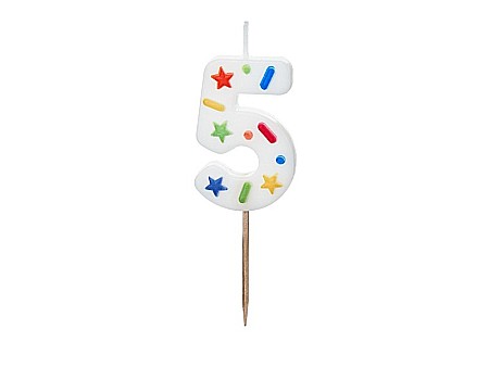 ARTICOLE PARTY - PD LUMANARI TORT Number 5, white confetti, 5.5cm SCU11-5