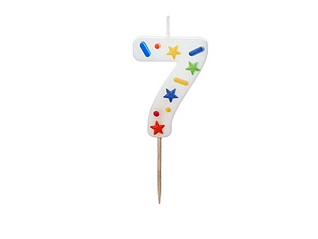 ARTICOLE PARTY - PD LUMANARI TORT Number 7, white confetti, 5.5cm SCU11-7