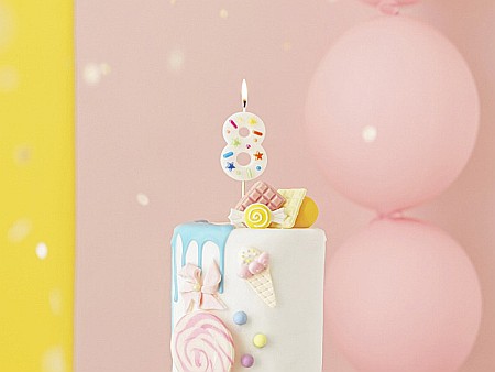 PD LUMANARI TORT Number 8, white confetti, 5.5cm SCU11-8 [1]
