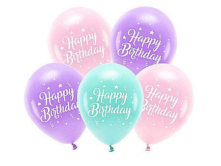 Baloane latex - PD BALOANE Eco Balloons 26cm, Happy Birthday, pink 5/set ECO26P-201-081-5
